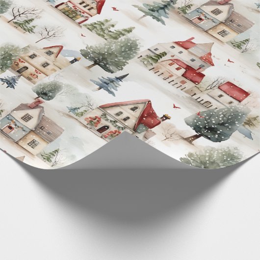 Cute kerst Village Cadeaupapier (Hoek)