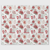 Cute kerst Village Cadeaupapier (Vlak)