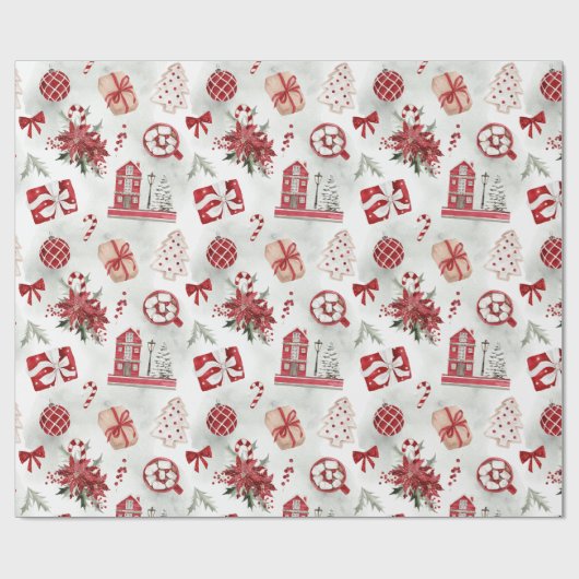 Cute kerst Village Cadeaupapier (Vlak)