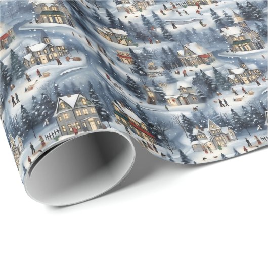 Cute kerst Village Cadeaupapier (Rol Hoek)