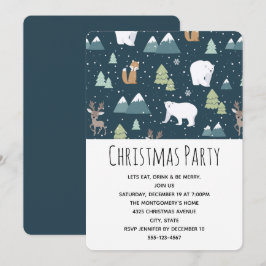 Cute Kerst Winter Dieren Patroon Feestje Kaart