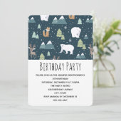 Cute Kerst Winter Dieren Patroon Feestje Kaart (Staand voorkant)