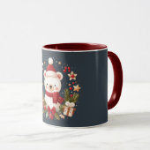 Cute Kerst-/Winterbeer in krans Mok (Voorkant rechts)