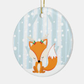 Cute kerst Woodland Fox Keramisch Ornament (Links)