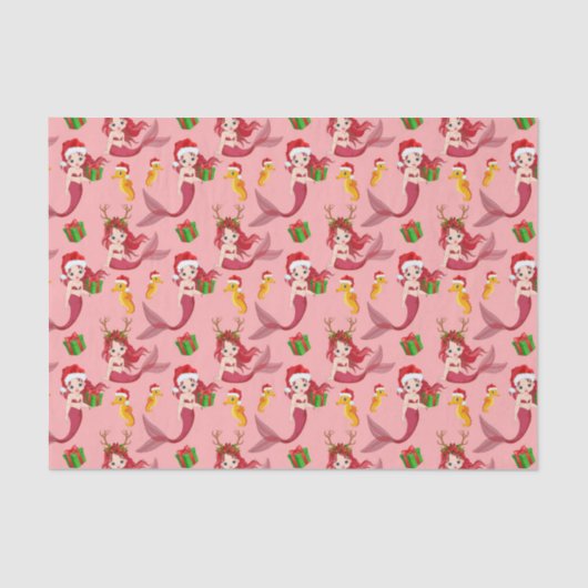 Cute-kerst-zeepaardschildpadweefsel Tissuepapier (Voorkant)