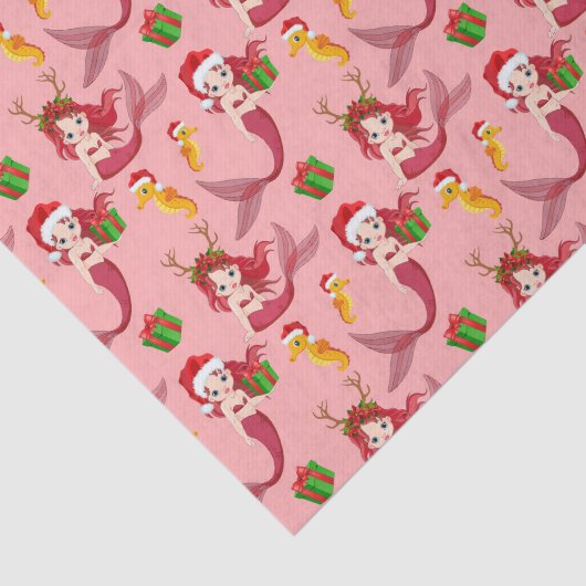 Cute-kerst-zeepaardschildpadweefsel Tissuepapier (Detail)