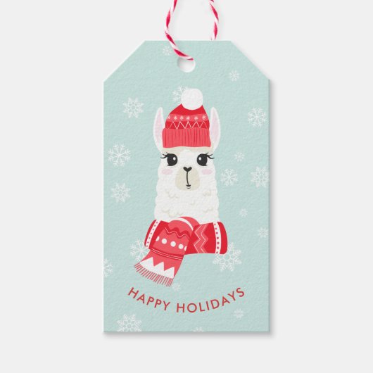 Cute Kerstalpaca Cadeaulabel (Voorkant)