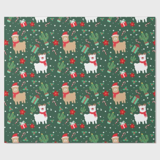 Cute Kerstalpaca Cadeaupapier (Vlak)