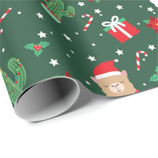Cute Kerstalpaca Cadeaupapier (Rol Hoek)