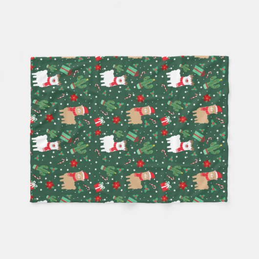 Cute Kerstalpaca Fleece Deken (Voorkant (Horizontaal))