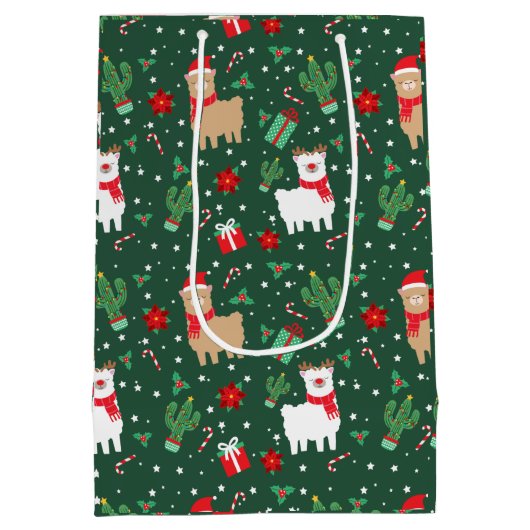 Cute Kerstalpaca Medium Cadeauzakje (Achterkant)