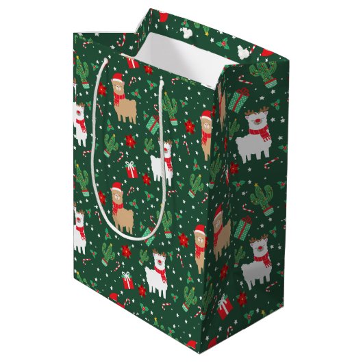 Cute Kerstalpaca Medium Cadeauzakje (Achterkant Gekanteld)