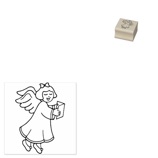 Cute KerstAngel Rubberstempel (Gestempeld)
