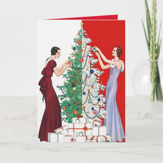 Cute Kerstart deco  dames Feestdagen Kaart (Voorkant)