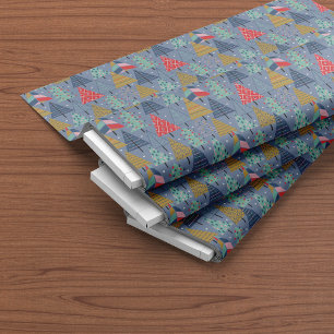 Cute Kerstason Patroon Blauw Stof