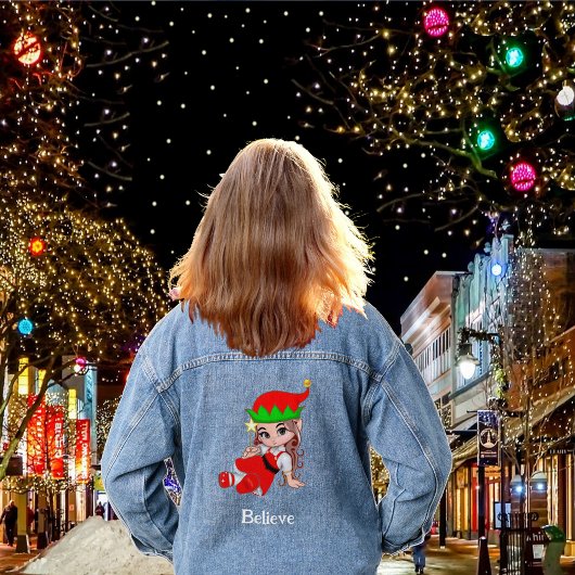 Cute kerstavond Elf Denim Jacket