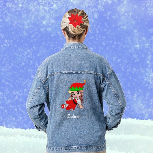 Cute kerstavond Elf Denim Jacket