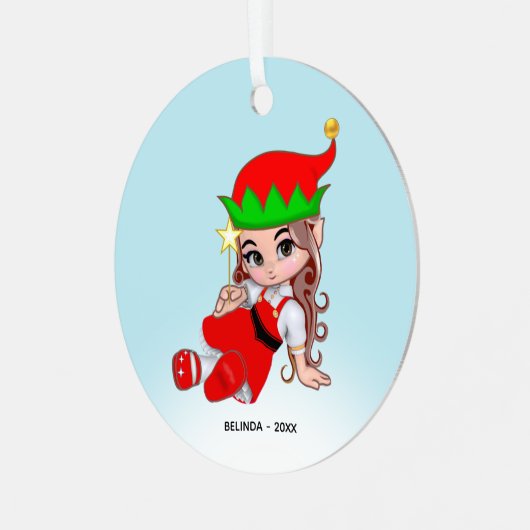 Cute kerstavond Elf Metalen Ornament (Voorkant links)