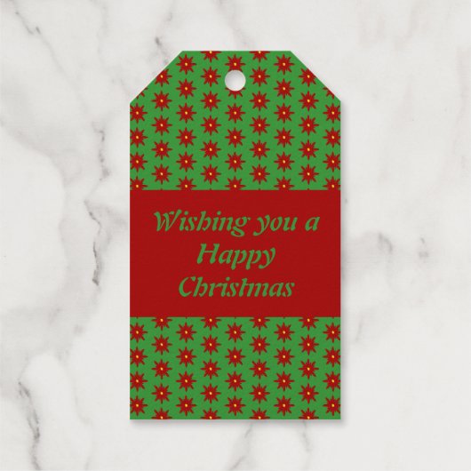 Cute Kerstbee en Poinsettia Flowers Custom Cadeaulabels (Achterkant)