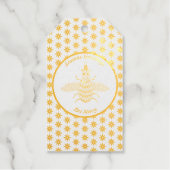 Cute Kerstbee en Poinsettia Flowers Custom Cadeaulabels (Voorkant)