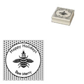 Cute Kerstbee en Poinsettia Flowers Custom Rubberstempel (Gestempeld)