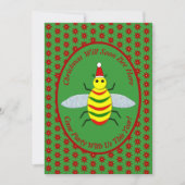 Cute Kerstbee en Poinsettia Flowers Party Kaart (Voorkant)