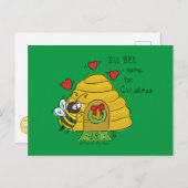 Cute Kerstbee Funny Holiday Cartoon Briefkaart (Voorkant / Achterkant)