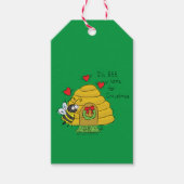 Cute Kerstbee Funny Holiday Cartoon Cadeaulabel (Voorkant)