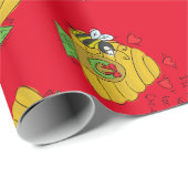 Cute Kerstbee Funny Holiday Cartoon Cadeaupapier (Rol Hoek)