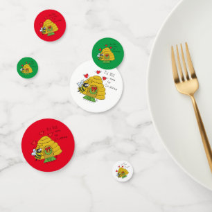 Cute Kerstbee Funny Holiday Cartoon Confetti