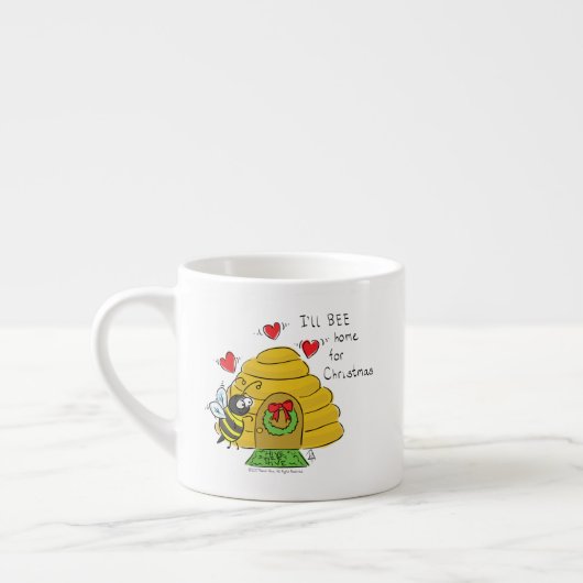 Cute Kerstbee Funny Holiday Cartoon Espresso Kop (Links)