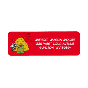Cute Kerstbee Funny Holiday Cartoon Etiket