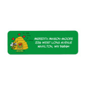 Cute Kerstbee Funny Holiday Cartoon Etiket (Voorkant)