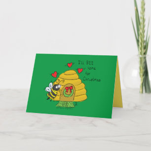Cute Kerstbee Funny Holiday Cartoon Kaart