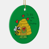Cute Kerstbee Funny Holiday Cartoon Keramisch Ornament (Rechts)