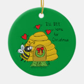 Cute Kerstbee Funny Holiday Cartoon Keramisch Ornament (Voorkant)