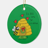 Cute Kerstbee Funny Holiday Cartoon Keramisch Ornament (Links)