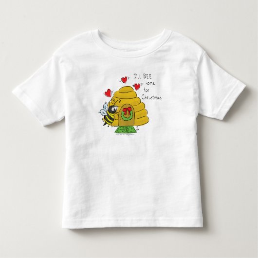 Cute Kerstbee Funny Holiday Cartoon Kinder Shirts (Voorkant)