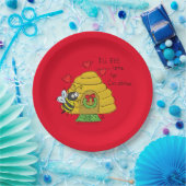 Cute Kerstbee Funny Holiday Cartoon Papieren Bordje (Feest)