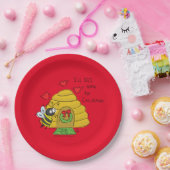 Cute Kerstbee Funny Holiday Cartoon Papieren Bordje (Feest)