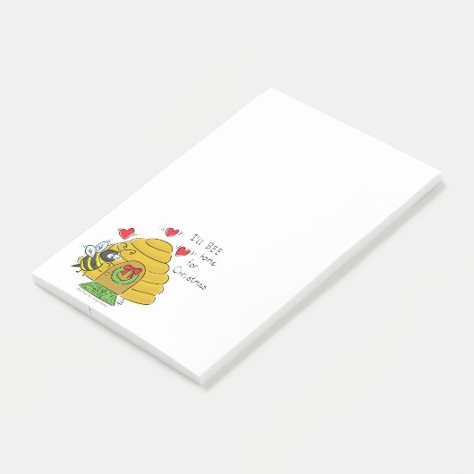 Cute Kerstbee Funny Holiday Cartoon Post-it® Notes (Schuin)