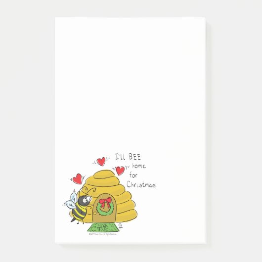Cute Kerstbee Funny Holiday Cartoon Post-it® Notes (Voorkant)