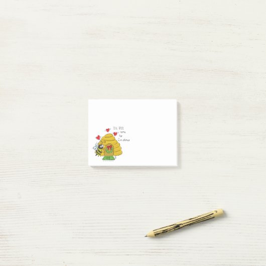 Cute Kerstbee Funny Holiday Cartoon Post-it® Notes (Op bureau)