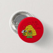 Cute Kerstbee Funny Holiday Cartoon Ronde Button 3,2 Cm (Voorkant /achterkant)