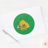 Cute Kerstbee Funny Holiday Cartoon Ronde Sticker (Envelop)