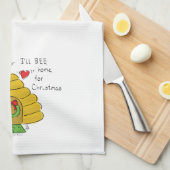 Cute Kerstbee Funny Holiday Cartoon Theedoek (Quarter Fold)