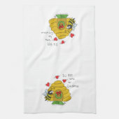 Cute Kerstbee Funny Holiday Cartoon Theedoek (Verticaal)