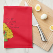 Cute Kerstbee Funny Holiday Cartoon Theedoek (Quarter Fold)