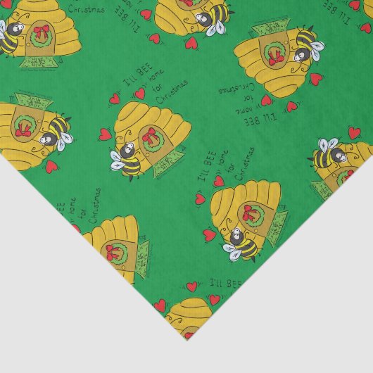 Cute Kerstbee Funny Holiday Cartoon Tissuepapier (Detail)