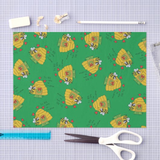 Cute Kerstbee Funny Holiday Cartoon Tissuepapier (Craft)